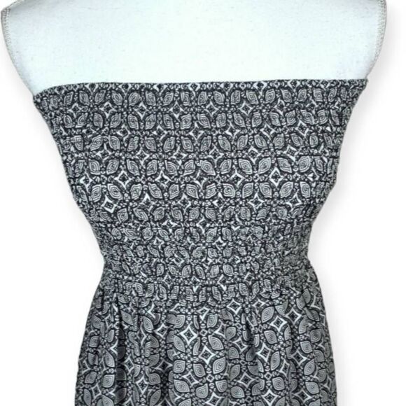 ATMOSPHERE BLACK & WHITE W/ ORANGE STRIPE STRAPLESS DRESS SZ.8 EUC. - Picture 2 of 7